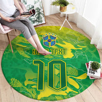 Custom Brazil National Football Round Carpet South American Wild Nature Sporty Style - Wonder Print Shop