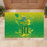 Custom Brazil National Football Rubber Doormat South American Wild Nature Sporty Style - Wonder Print Shop