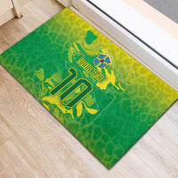 Custom Brazil National Football Rubber Doormat South American Wild Nature Sporty Style - Wonder Print Shop