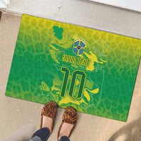 Custom Brazil National Football Rubber Doormat South American Wild Nature Sporty Style - Wonder Print Shop