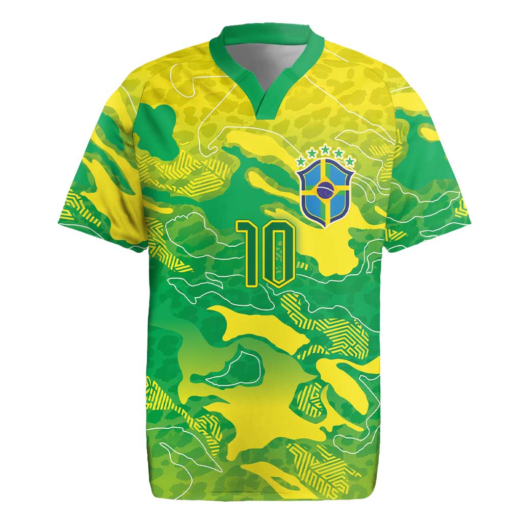 Custom Brazil National Football Rugby Jersey South American Wild Nature Sporty Style - Wonder Print Shop
