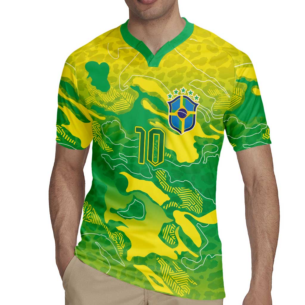 Custom Brazil National Football Rugby Jersey South American Wild Nature Sporty Style - Wonder Print Shop
