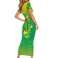 Custom Brazil National Football Short Sleeve Bodycon Dress South American Wild Nature Sporty Style - Wonder Print Shop