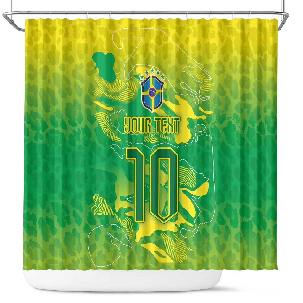 Custom Brazil National Football Shower Curtain South American Wild Nature Sporty Style - Wonder Print Shop