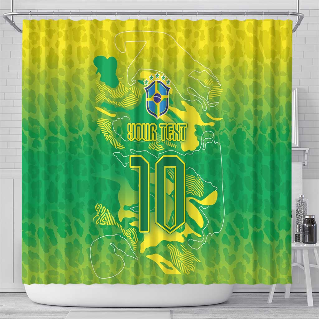 Custom Brazil National Football Shower Curtain South American Wild Nature Sporty Style - Wonder Print Shop
