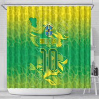 Custom Brazil National Football Shower Curtain South American Wild Nature Sporty Style - Wonder Print Shop