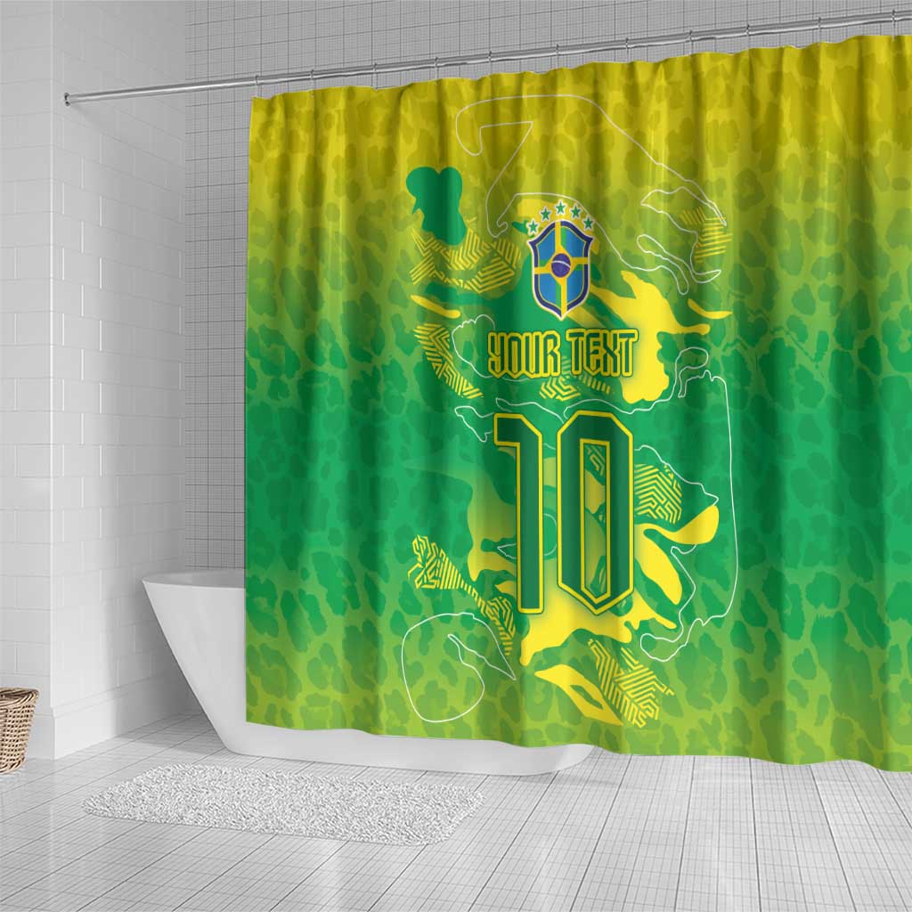 Custom Brazil National Football Shower Curtain South American Wild Nature Sporty Style - Wonder Print Shop
