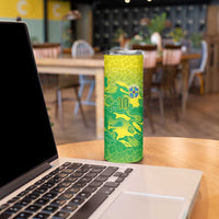 Custom Brazil National Football Skinny Tumbler South American Wild Nature Sporty Style - Wonder Print Shop