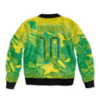 Custom Brazil National Football Sleeve Zip Bomber Jacket South American Wild Nature Sporty Style - Wonder Print Shop