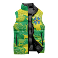 Custom Brazil National Football Sleeveless Puffer Jacket South American Wild Nature Sporty Style - Wonder Print Shop