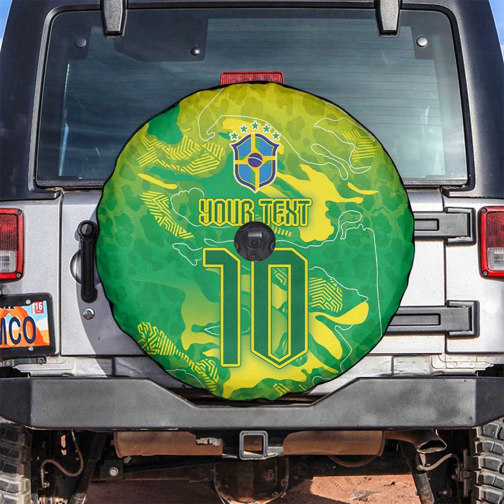 Custom Brazil National Football Spare Tire Cover South American Wild Nature Sporty Style - Wonder Print Shop