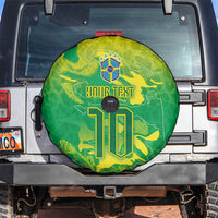Custom Brazil National Football Spare Tire Cover South American Wild Nature Sporty Style - Wonder Print Shop
