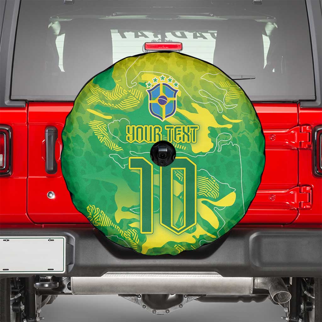 Custom Brazil National Football Spare Tire Cover South American Wild Nature Sporty Style - Wonder Print Shop