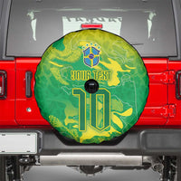 Custom Brazil National Football Spare Tire Cover South American Wild Nature Sporty Style - Wonder Print Shop