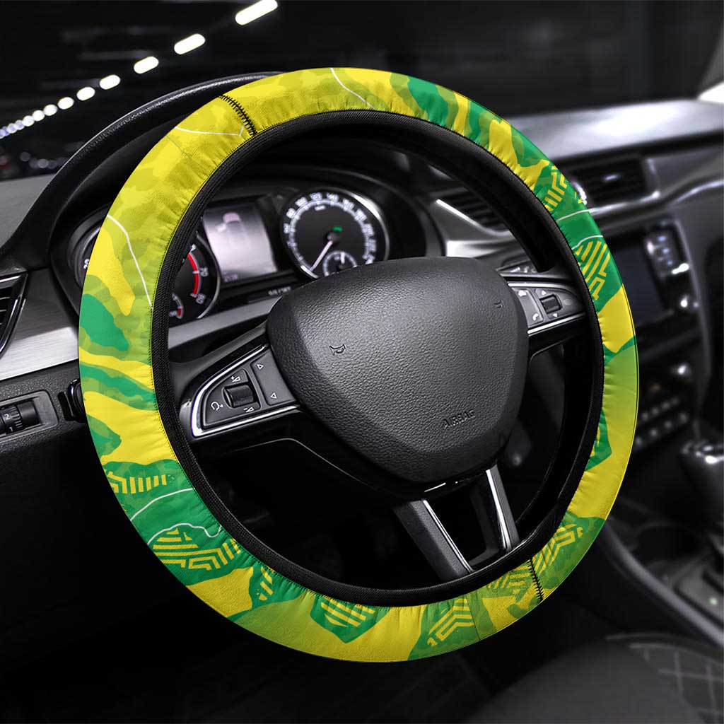 Brazil National Football Steering Wheel Cover South American Wild Nature Sporty Style - Wonder Print Shop