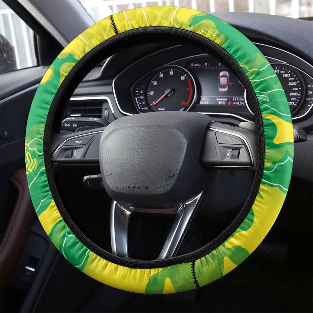 Brazil National Football Steering Wheel Cover South American Wild Nature Sporty Style - Wonder Print Shop