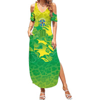 Custom Brazil National Football Summer Maxi Dress South American Wild Nature Sporty Style - Wonder Print Shop