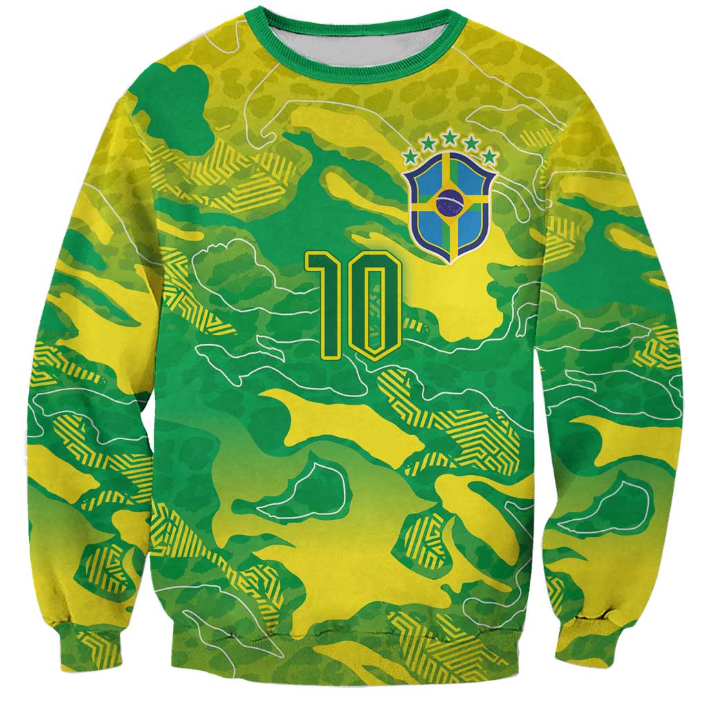Custom Brazil National Football Sweatshirt South American Wild Nature Sporty Style - Wonder Print Shop