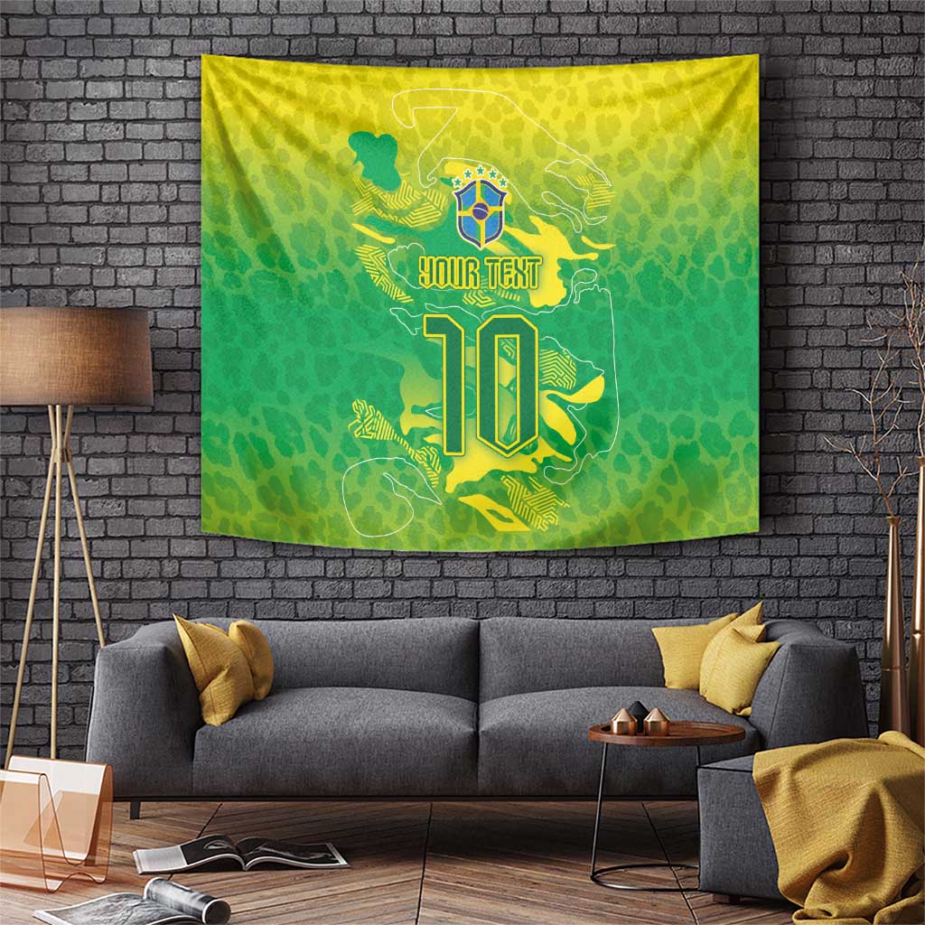 Custom Brazil National Football Tapestry South American Wild Nature Sporty Style - Wonder Print Shop