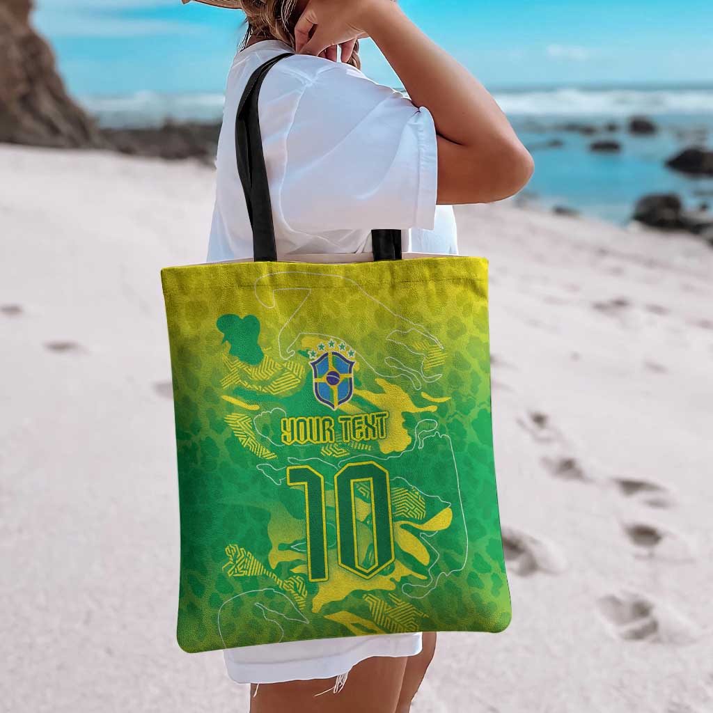 Custom Brazil National Football Tote Bag South American Wild Nature Sporty Style - Wonder Print Shop
