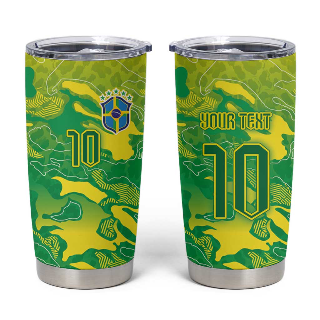 Custom Brazil National Football Tumbler Cup South American Wild Nature Sporty Style - Wonder Print Shop