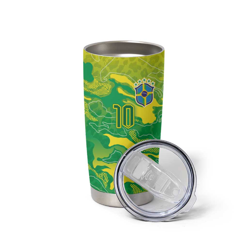 Custom Brazil National Football Tumbler Cup South American Wild Nature Sporty Style - Wonder Print Shop