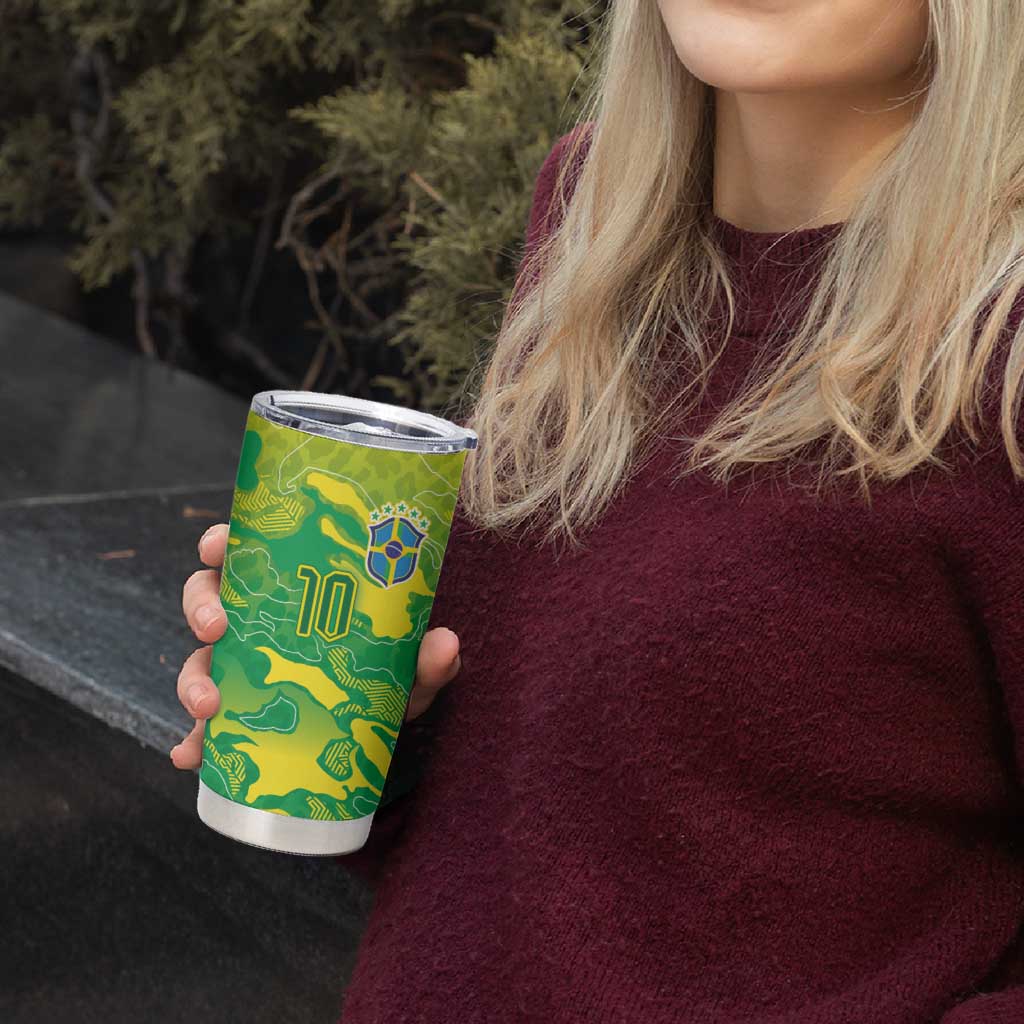 Custom Brazil National Football Tumbler Cup South American Wild Nature Sporty Style - Wonder Print Shop