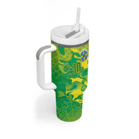 Custom Brazil National Football Tumbler With Handle South American Wild Nature Sporty Style - Wonder Print Shop