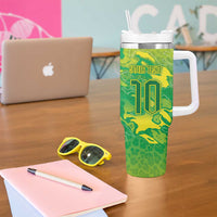 Custom Brazil National Football Tumbler With Handle South American Wild Nature Sporty Style - Wonder Print Shop