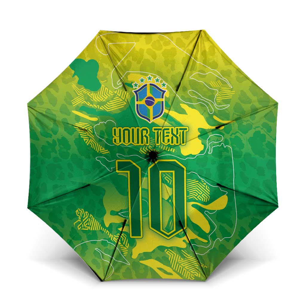 Custom Brazil National Football Umbrella South American Wild Nature Sporty Style - Wonder Print Shop