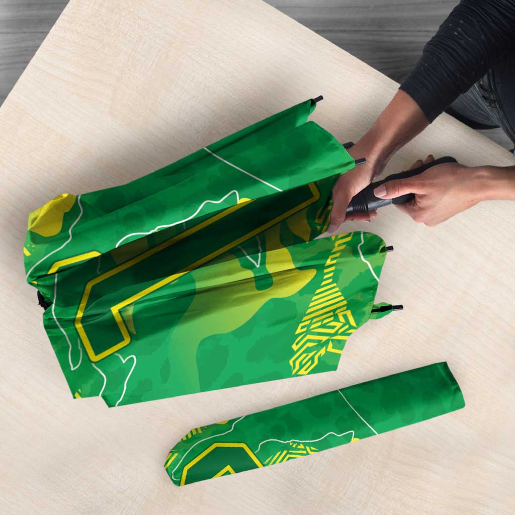 Custom Brazil National Football Umbrella South American Wild Nature Sporty Style - Wonder Print Shop