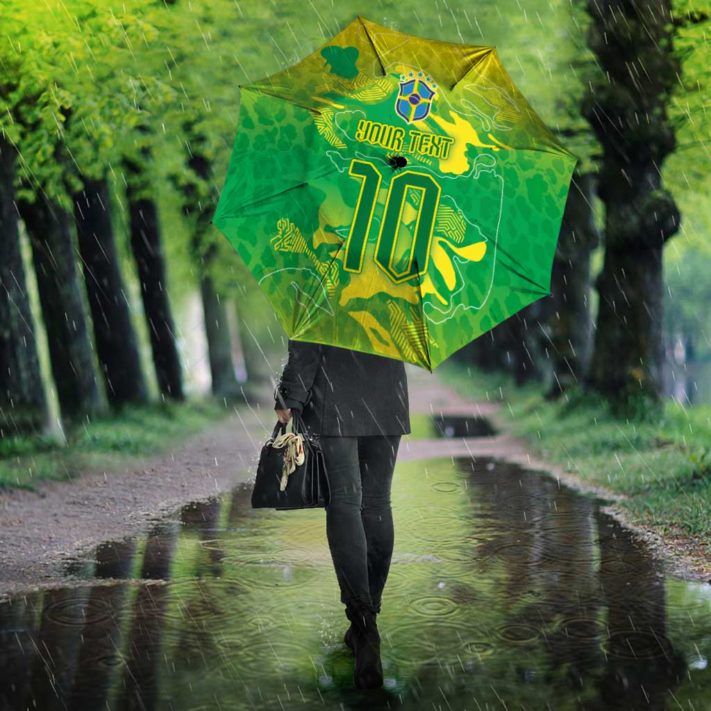 Custom Brazil National Football Umbrella South American Wild Nature Sporty Style - Wonder Print Shop