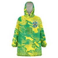 Custom Brazil National Football Wearable Blanket Hoodie South American Wild Nature Sporty Style - Wonder Print Shop