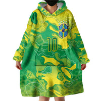 Custom Brazil National Football Wearable Blanket Hoodie South American Wild Nature Sporty Style - Wonder Print Shop