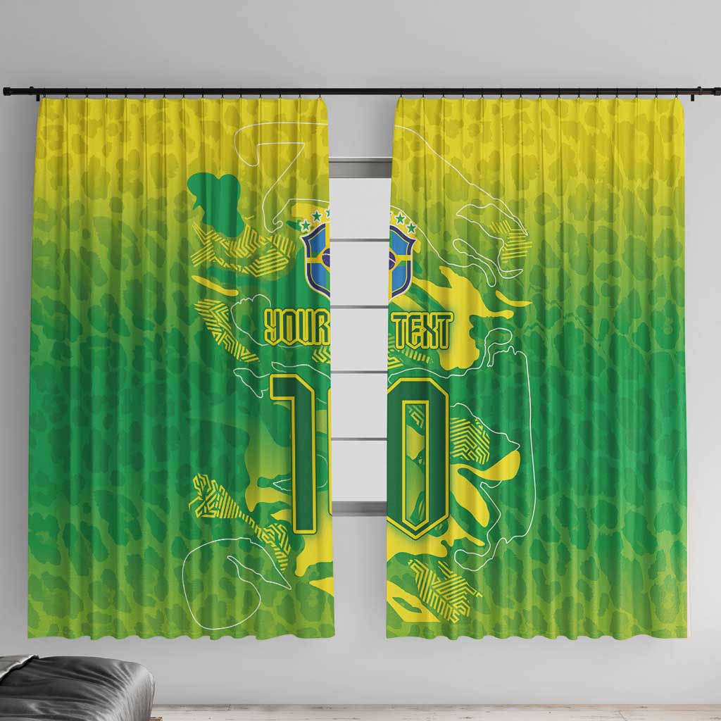 Custom Brazil National Football Window Curtain South American Wild Nature Sporty Style - Wonder Print Shop
