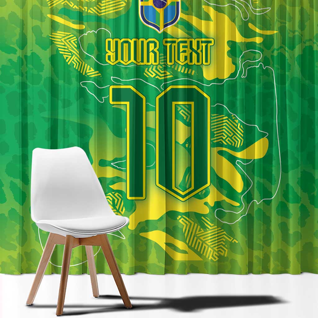 Custom Brazil National Football Window Curtain South American Wild Nature Sporty Style - Wonder Print Shop