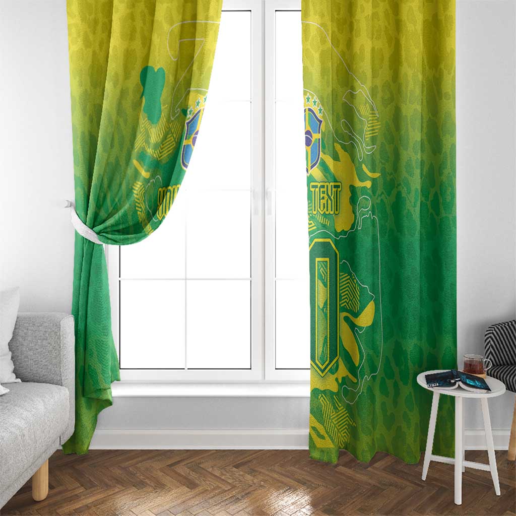 Custom Brazil National Football Window Curtain South American Wild Nature Sporty Style - Wonder Print Shop