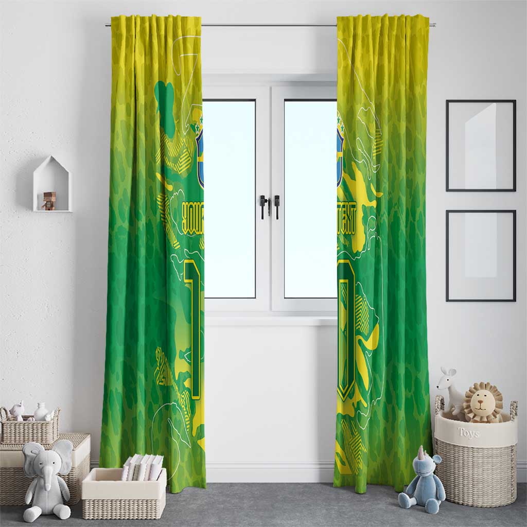 Custom Brazil National Football Window Curtain South American Wild Nature Sporty Style - Wonder Print Shop