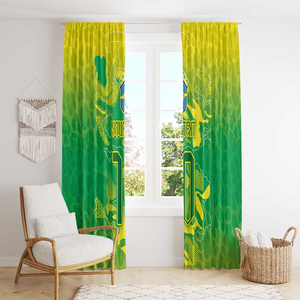 Custom Brazil National Football Window Curtain South American Wild Nature Sporty Style - Wonder Print Shop