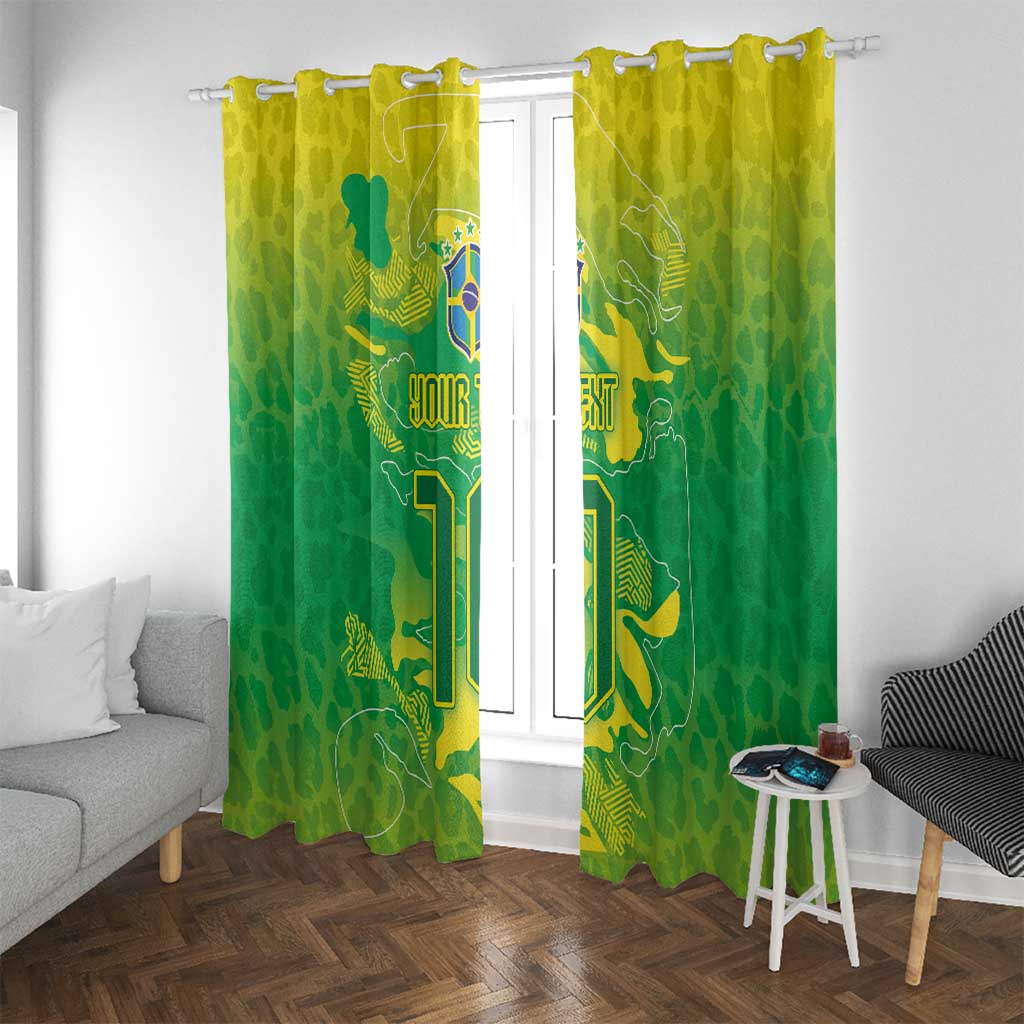 Custom Brazil National Football Window Curtain South American Wild Nature Sporty Style - Wonder Print Shop