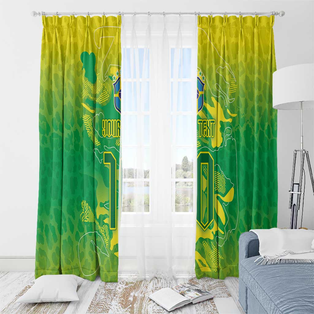 Custom Brazil National Football Window Curtain South American Wild Nature Sporty Style - Wonder Print Shop