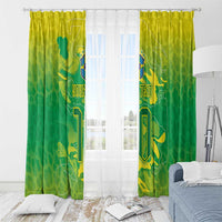 Custom Brazil National Football Window Curtain South American Wild Nature Sporty Style - Wonder Print Shop