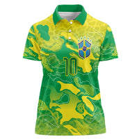 Custom Brazil National Football Women Polo Shirt South American Wild Nature Sporty Style - Wonder Print Shop