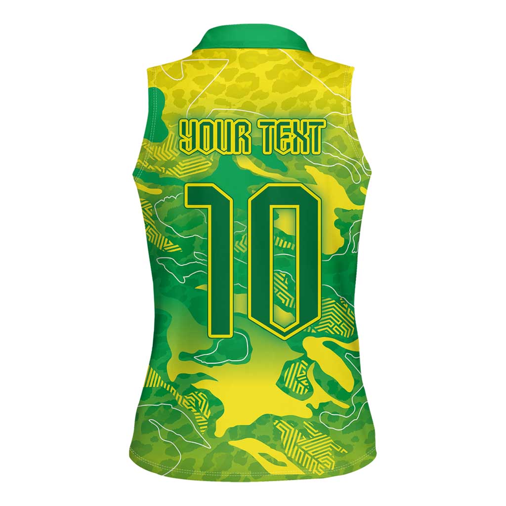 Custom Brazil National Football Women Sleeveless Polo Shirt South American Wild Nature Sporty Style - Wonder Print Shop