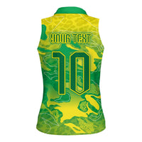 Custom Brazil National Football Women Sleeveless Polo Shirt South American Wild Nature Sporty Style - Wonder Print Shop