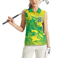 Custom Brazil National Football Women Sleeveless Polo Shirt South American Wild Nature Sporty Style - Wonder Print Shop