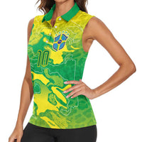 Custom Brazil National Football Women Sleeveless Polo Shirt South American Wild Nature Sporty Style - Wonder Print Shop