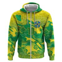 Custom Brazil National Football Zip Hoodie South American Wild Nature Sporty Style - Wonder Print Shop