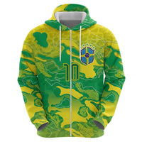 Custom Brazil National Football Zip Hoodie South American Wild Nature Sporty Style - Wonder Print Shop