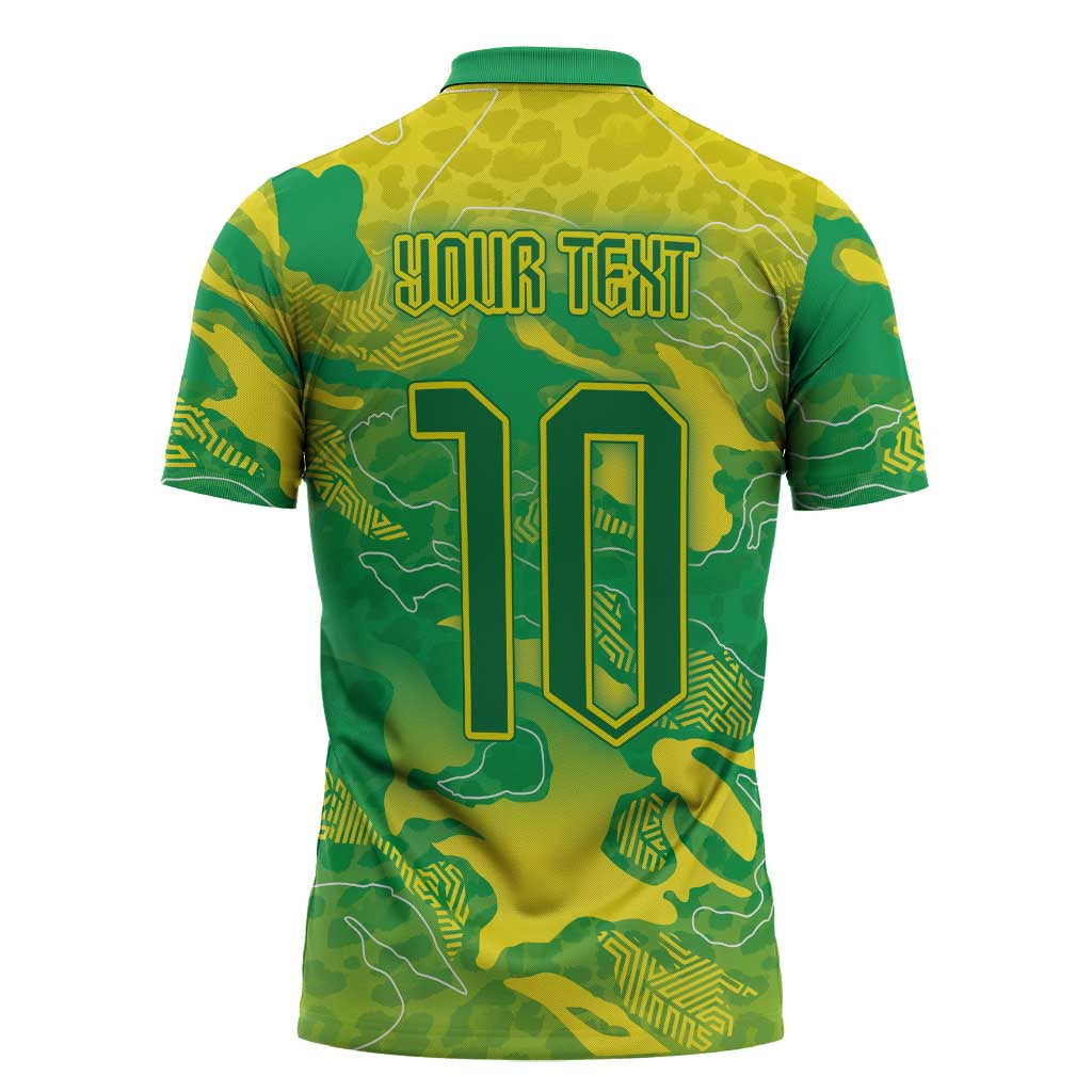 Custom Brazil National Football Zipper Polo Shirt South American Wild Nature Sporty Style - Wonder Print Shop